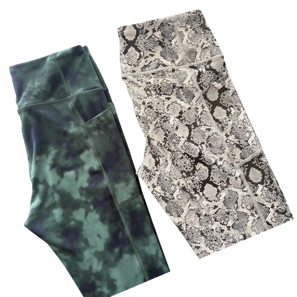 Victorias Secret Sport‎ Leggings Bundle Green Tie Dye Snakeskin Grey Sz 10 Large
